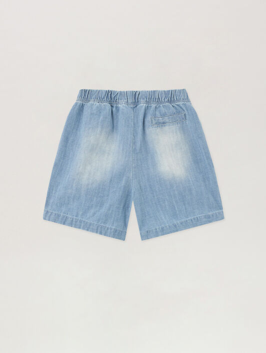 PALM ANGELS Bear Patch Chambray Shorts CELESTE/LIGHT BLUE PBX8002S26DEN001