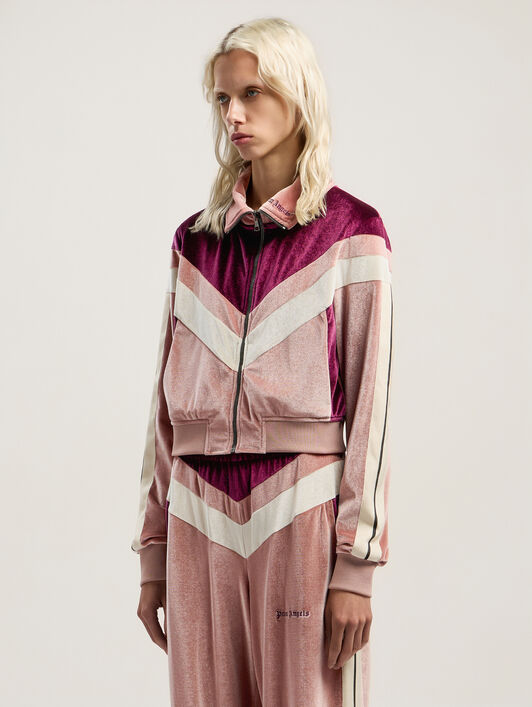 PALM ANGELS Colorblock Chenille Track Jacket SOFT PINK - BURGUNDY PWBD066F25FAB001