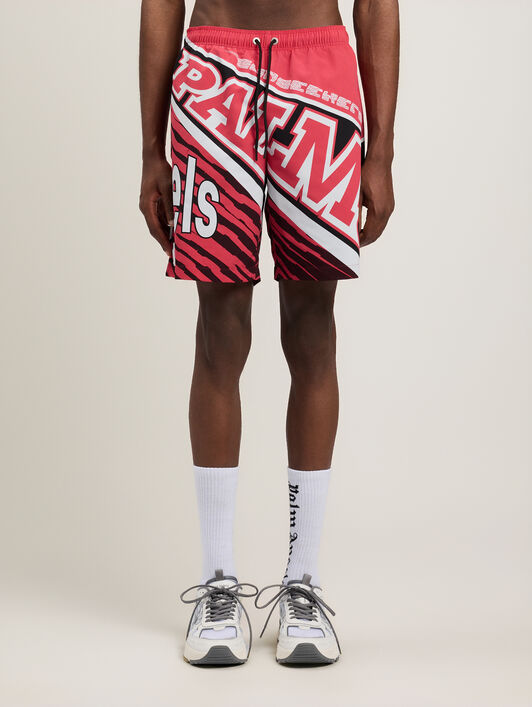 PALM ANGELS Racing Swimshorts RED BLACK PMFD01BS26FAB001