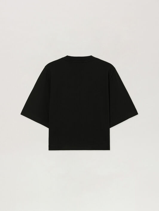 PALM ANGELS Venice Love Boxy T-Shirt BLACK - OFF WHITE PAWAA03F26JR06