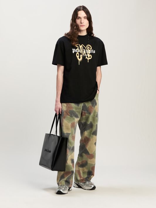 Las Vegas Monogram Spray Tee PALM ANGELS Las Vegas Monogram Spray Tee BLACK - GOLD PMAA001C99JER031