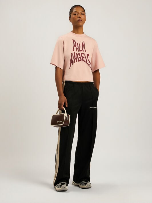 PALM ANGELS Palm Distorted Boxy T-Shirt ROSE PINK - BRICK RED PAWAA03F26JR07