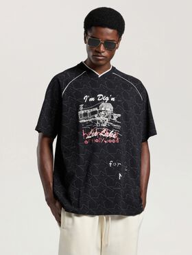 PALM ANGELS Starry Palm Allover Reg T-Shirt BLACK - OFF WHITE PAMAA09W26JR02