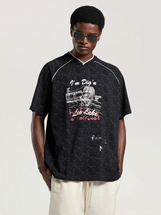 Starry Palm Allover Reg T-Shirt PALM ANGELS Starry Palm Allover Reg T-Shirt BLACK - OFF WHITE PAMAA09W26JR02