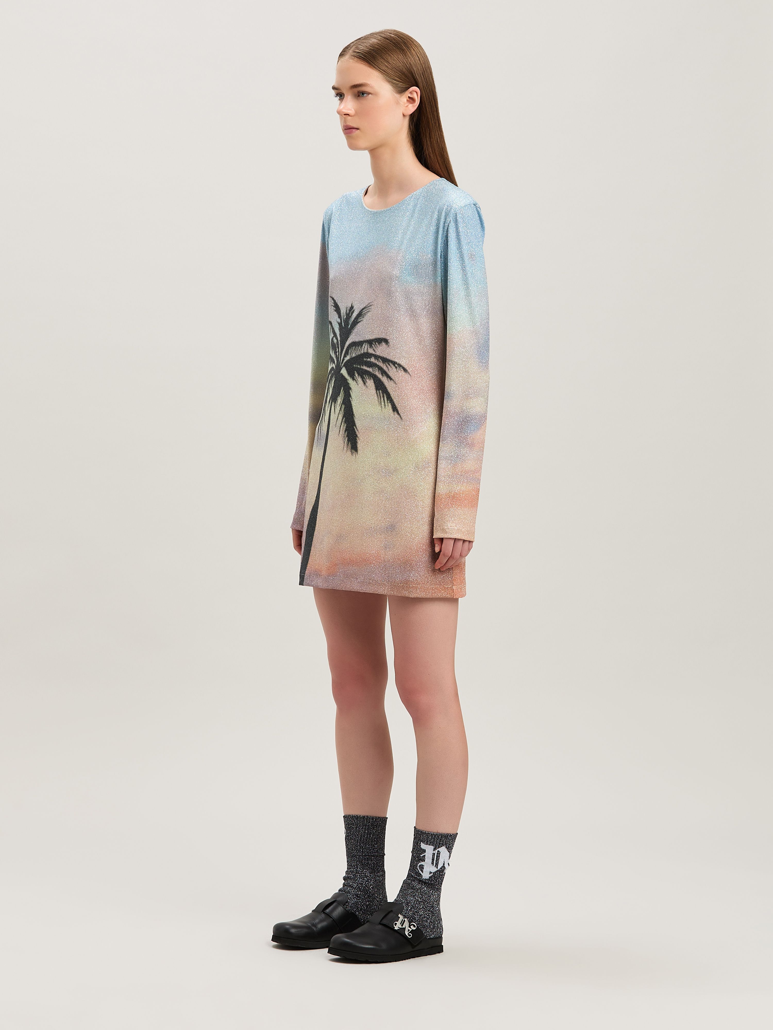 PALM ANGELS  Sunrise palm dress MULTICOLOR - BLACK PWDB256S25FAB001