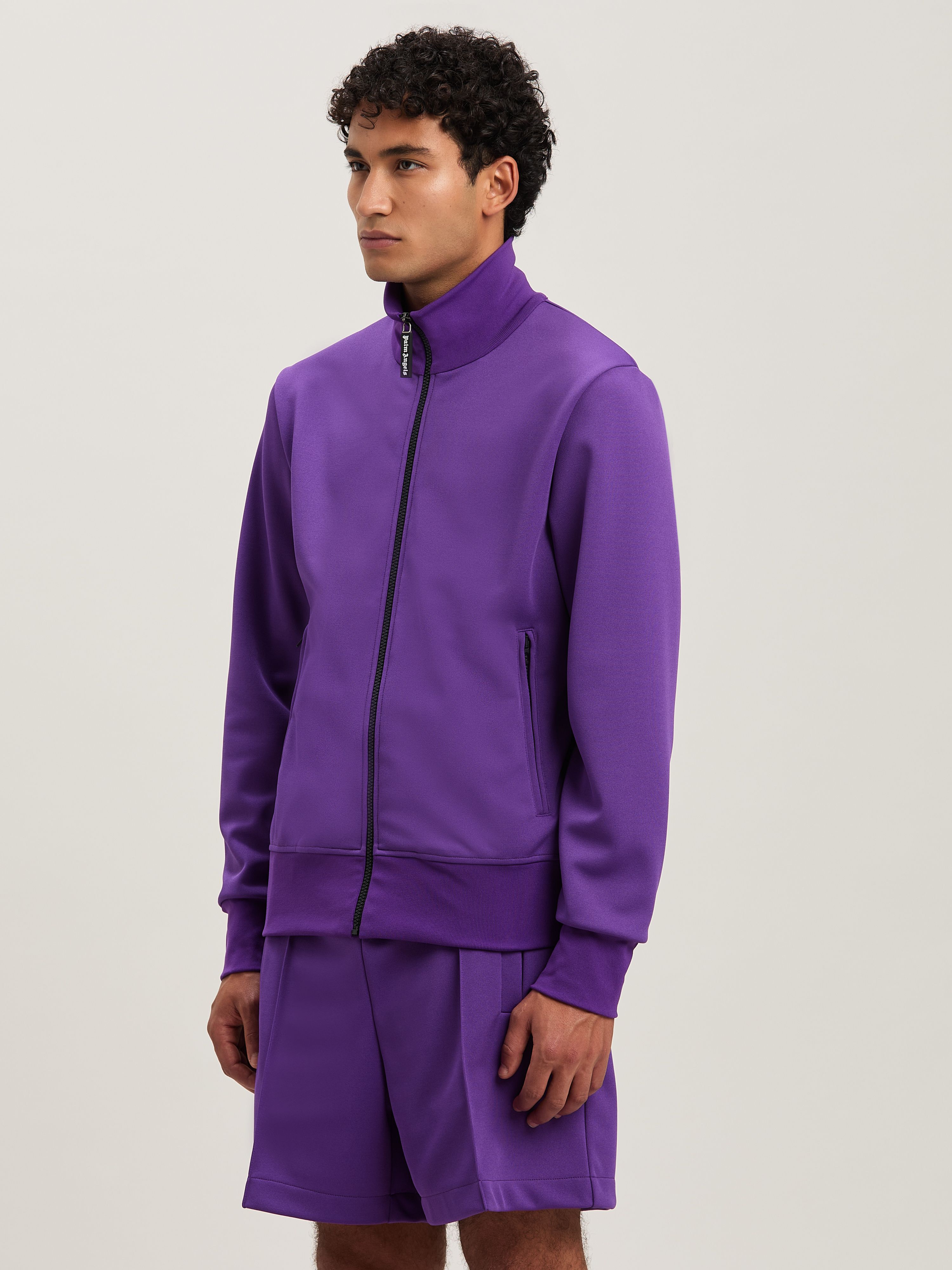 PALM ANGELS  Trainingsjacke mit geschwungenem Logo PURPLE - OFF WHITE PMBD089S25FAB001