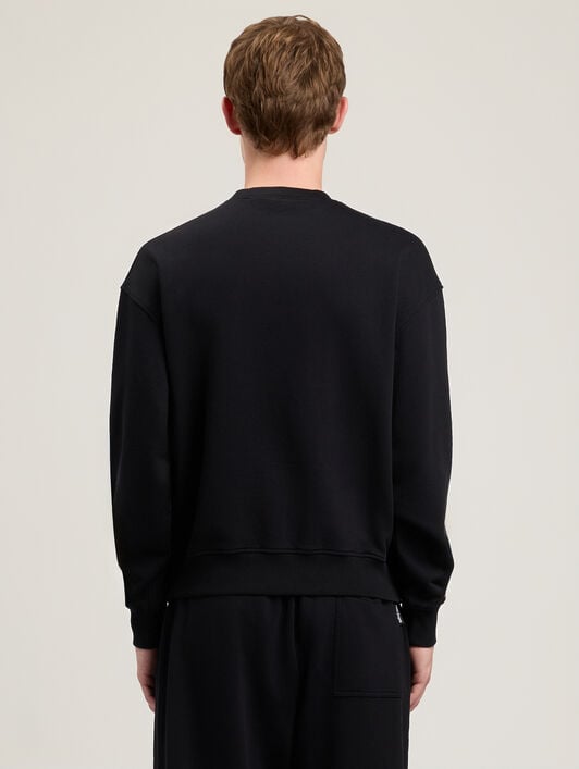 PALM ANGELS Neck Logo Sweatshirt BLACK RED PMBA08HS26FLE004