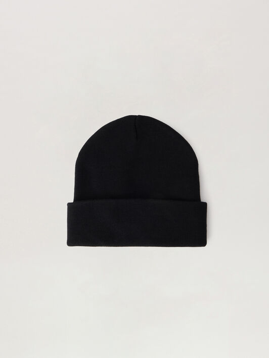 PALM ANGELS Dripping Logo Beanie BLACK RED PMLC022S26KNI002