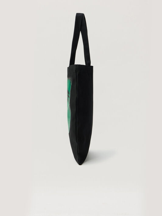 Palm Brushed Tote Bag PALM ANGELS Palm Brushed Tote Bag BLACK - DARK GREEN PAMNA01W26FB02