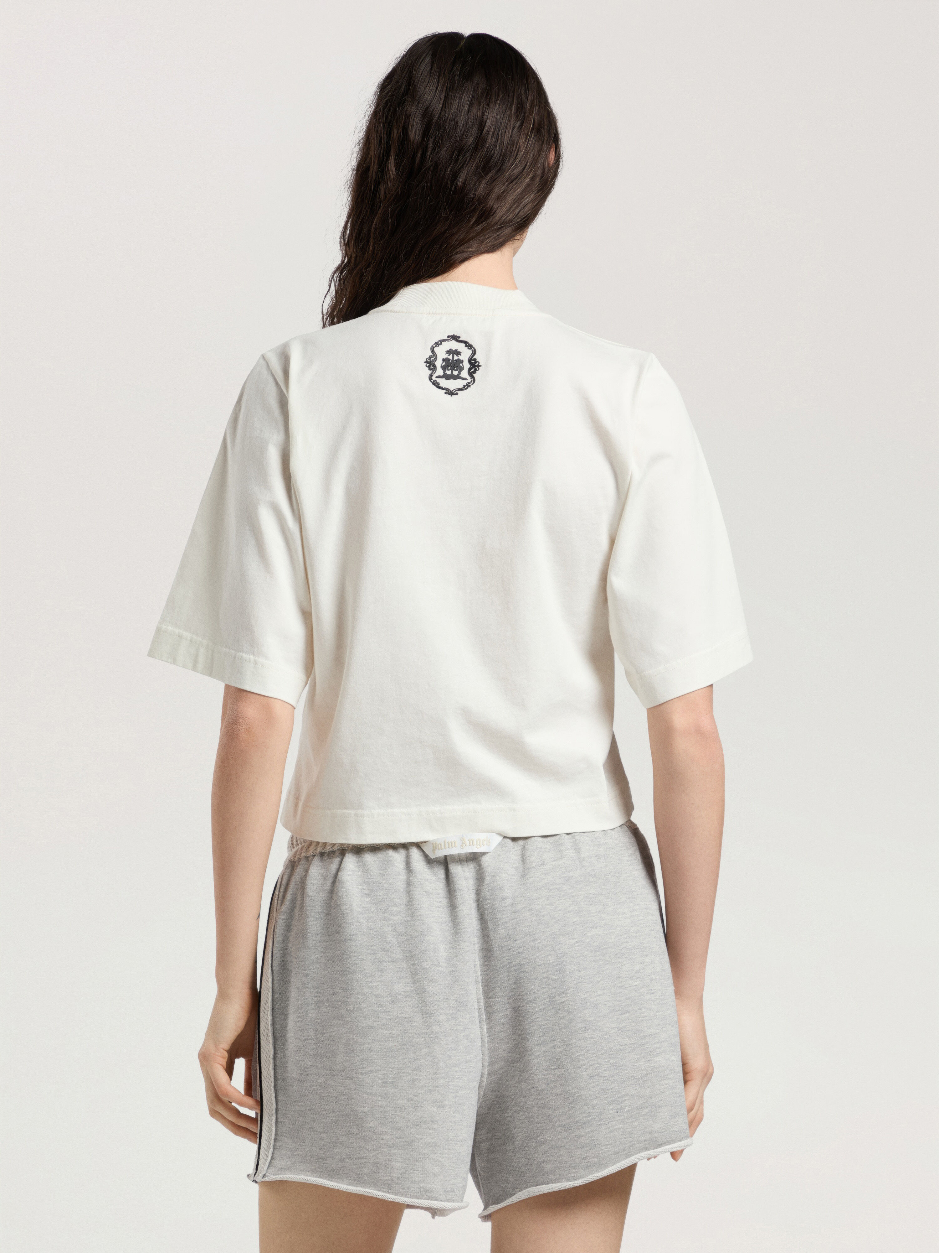 Lions Herald Boxy T-Shirt PALM ANGELS Lions Herald Boxy T-Shirt OFF WHITE - BLACK PAWAA03W26JR04