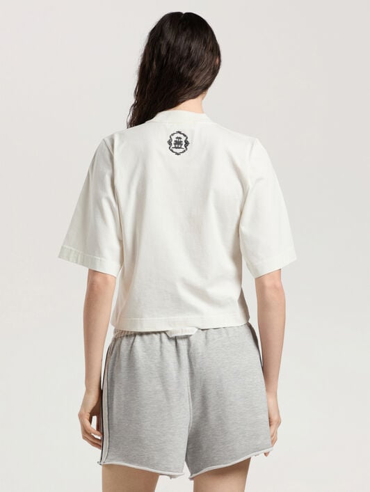 Lions Herald Boxy T-Shirt PALM ANGELS Lions Herald Boxy T-Shirt OFF WHITE - BLACK PAWAA03W26JR04