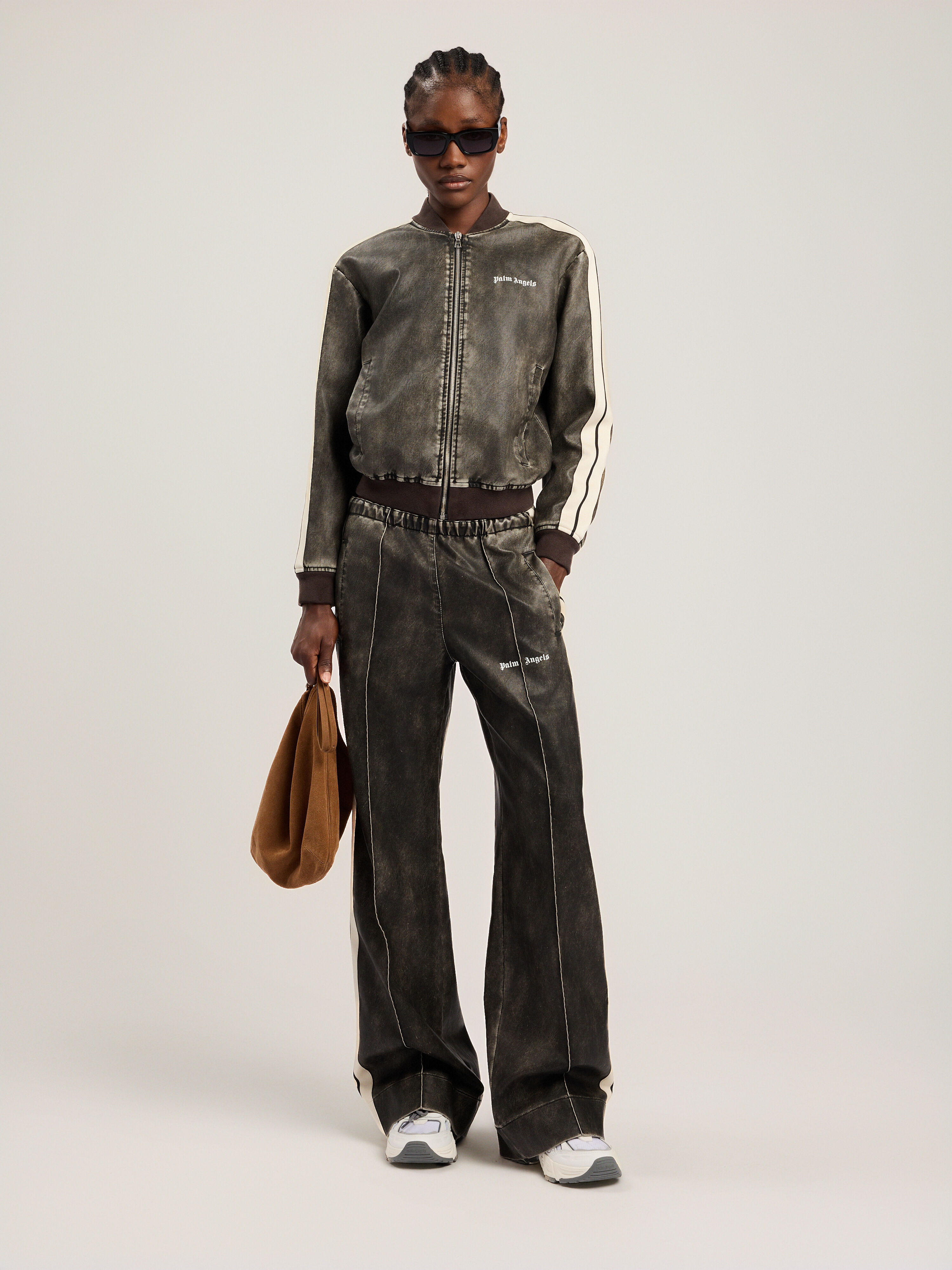 PALM ANGELS Classic Logo Track Bomber Jacket VINTAGE BLACK TOFU PWJA039S26FAB002