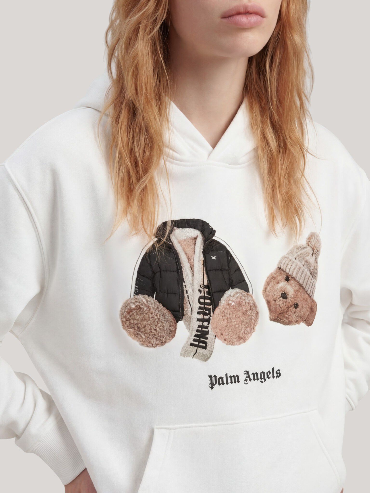 PALM ANGELS Broken Bear Milano Cortina Hoodie WHITE PAMBB010FL001