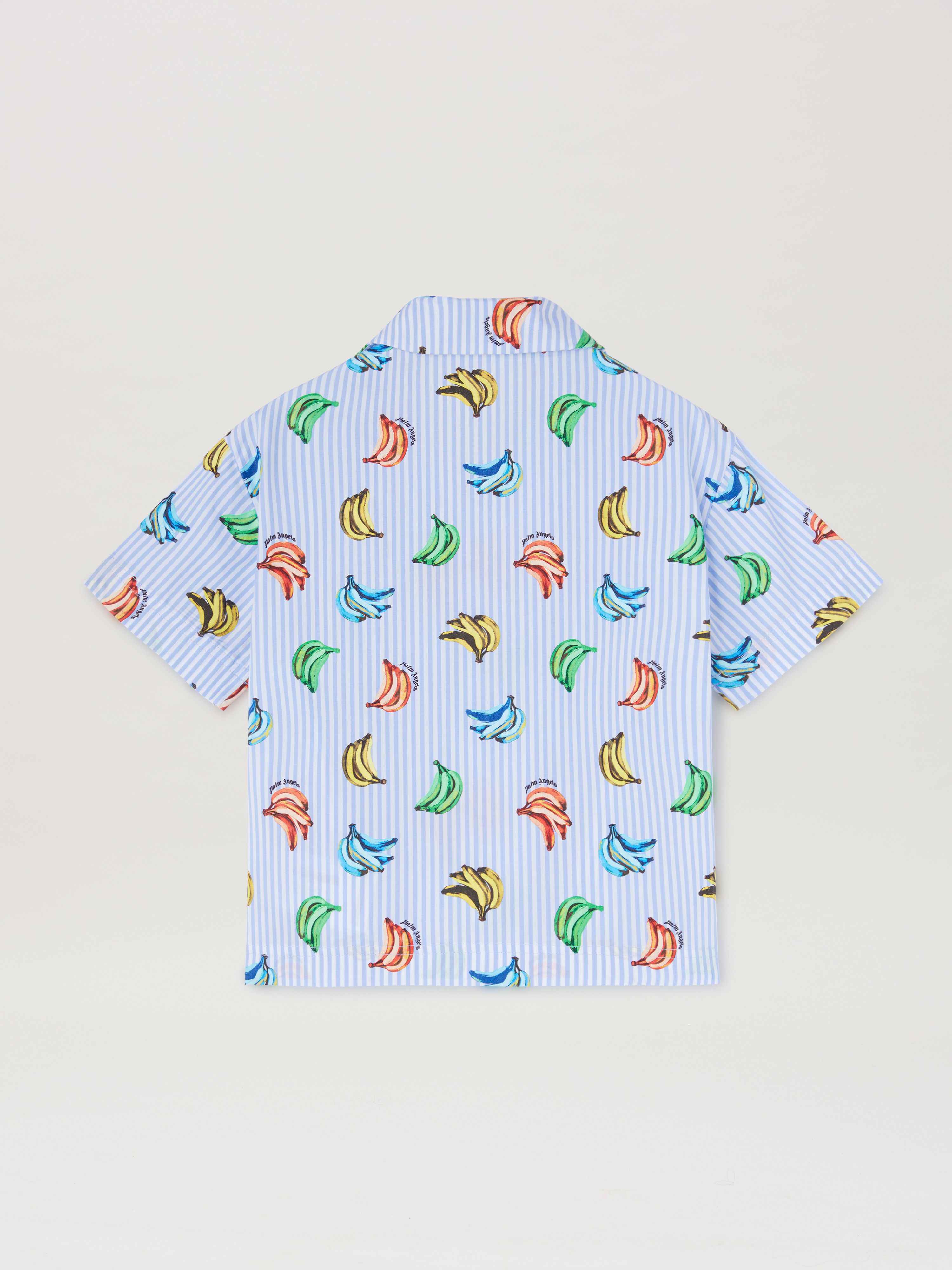 PALM ANGELS  All over banana print short sleeves shirt SKY BLUE DUSTY BLUE PBGG002S25FAB003