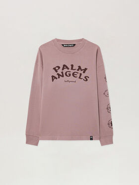 PALM ANGELS Devil Herald Long Sleeve T-Shirt MAUVE - BROWN PAMAB01F26JR01
