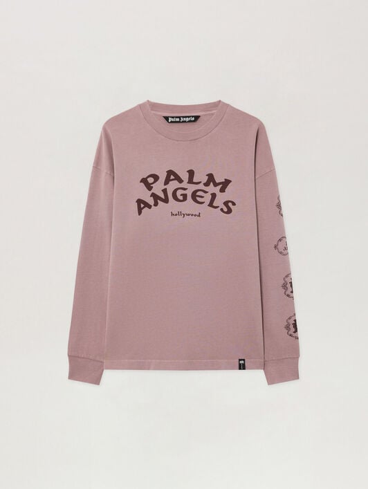 Maglietta A Maniche Lunghe Devil Herald PALM ANGELS Maglietta A Maniche Lunghe Devil Herald MAUVE - BROWN PAMAB01F26JR01