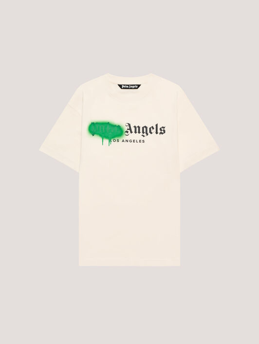 PALM ANGELS Spray City Los Angeles T-Shirt OFF White/Green PMAA109T26JER001