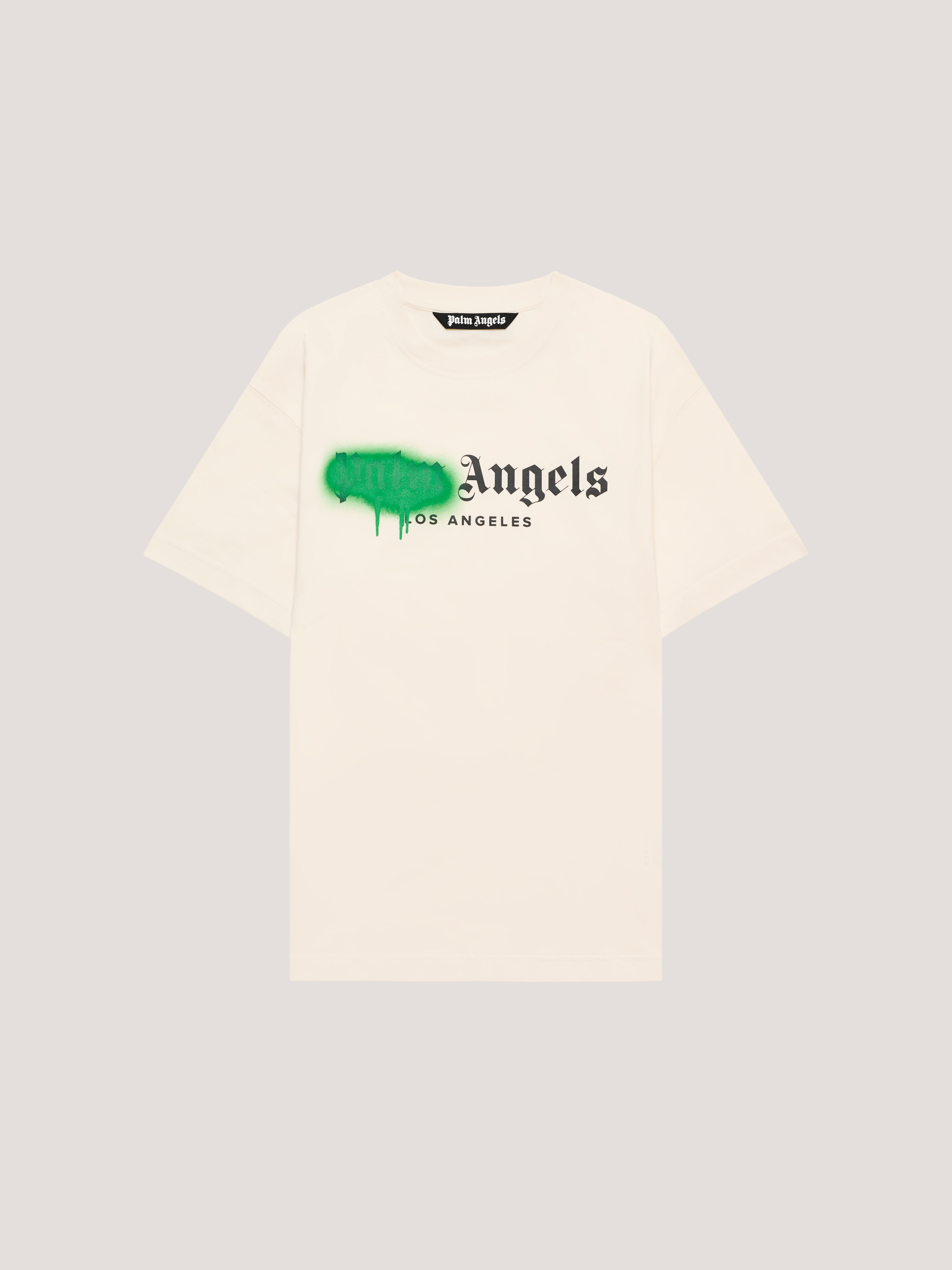 PALM ANGELS Spray City Los Angeles T-Shirt OFF White/Green PMAA109T26JER001