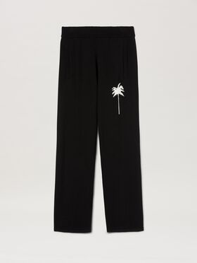 PALM ANGELS  Palm Inlay knit pants BLACK - GREY PMCA179S25FAB001
