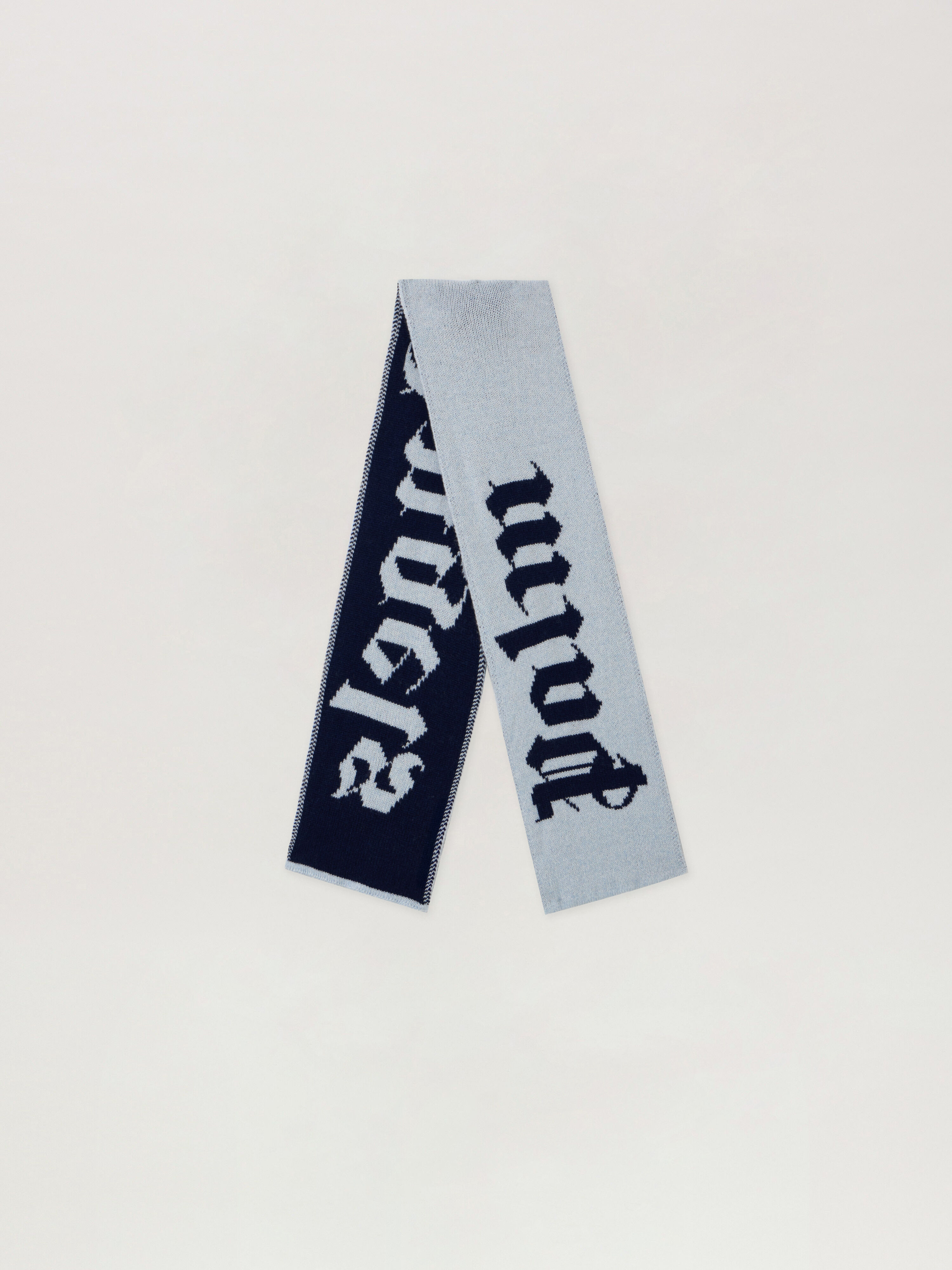 PALM ANGELS Logo Knit Scarf LIGHT BLUE - NAVY BLUE PBMA009F25KNI001