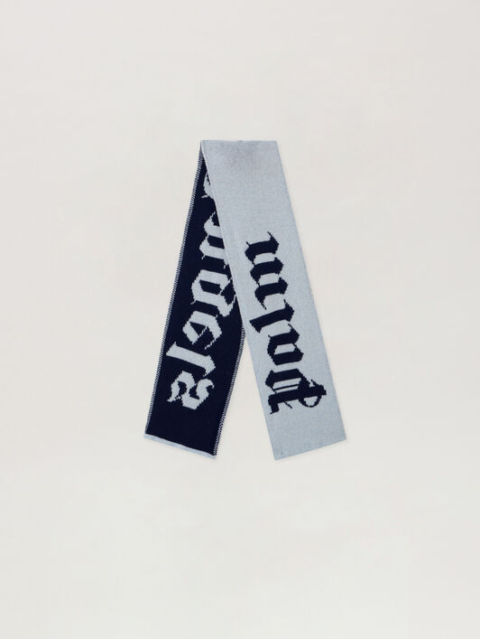 Logo Knit Scarf PALM ANGELS Logo Knit Scarf LIGHT BLUE - NAVY BLUE PBMA009F25KNI001