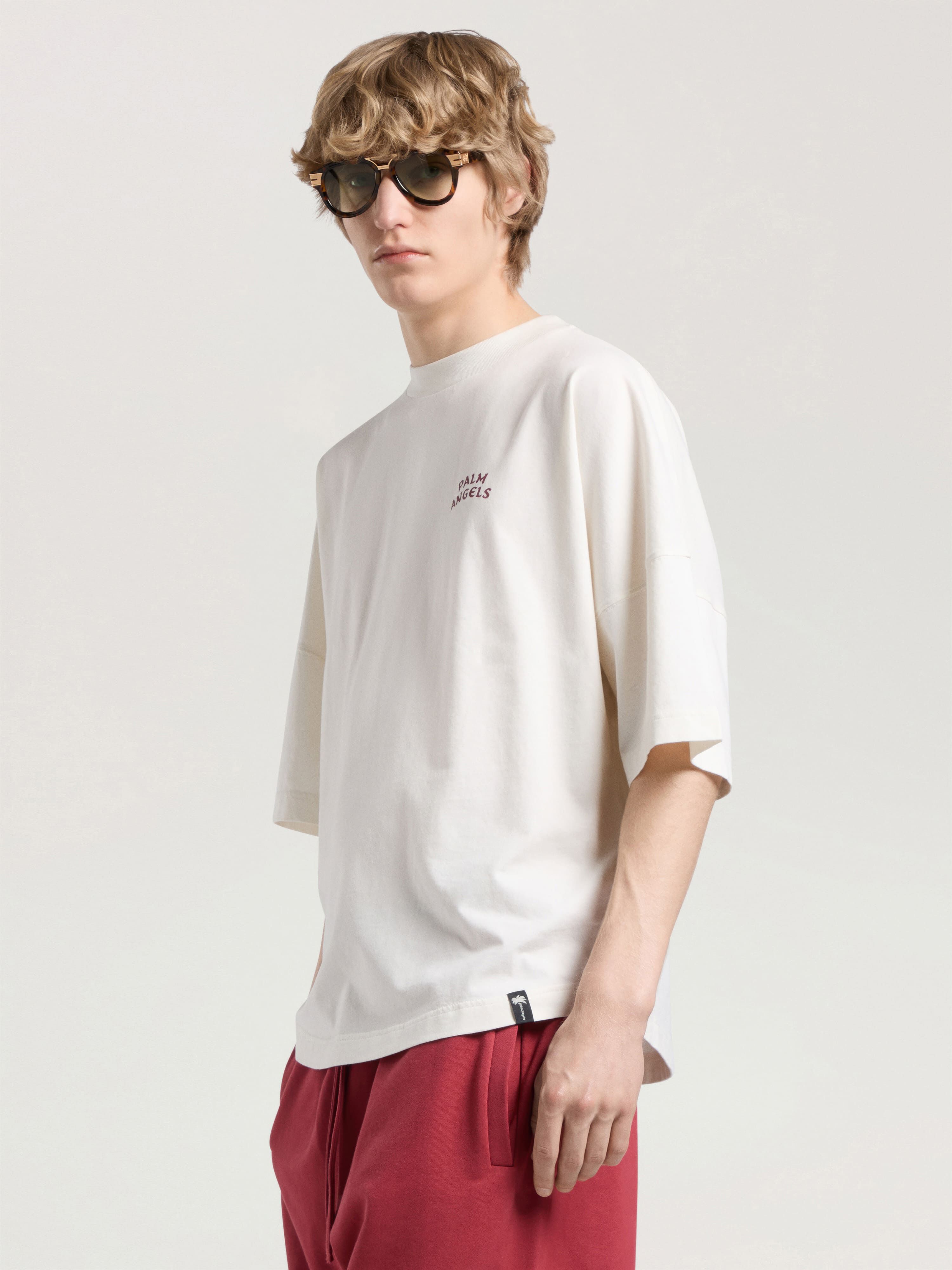 PALM ANGELS Palm Drift Back Over T-Shirt OFF WHITE - RED PAMAA05W26JR03