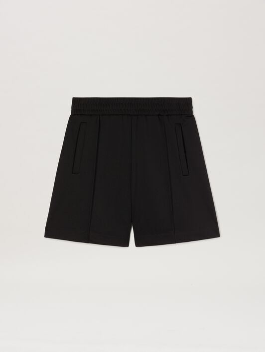 PALM ANGELS  Shorts mit geschwungenem Logo BLACK - OFF WHITE PMCL008S25FAB001