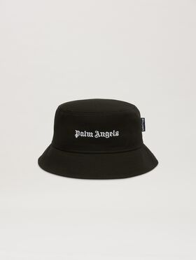 PALM ANGELS  Embroidered Logo Bucket hat BLACK OFF WHITE PBLA001C99FAB001