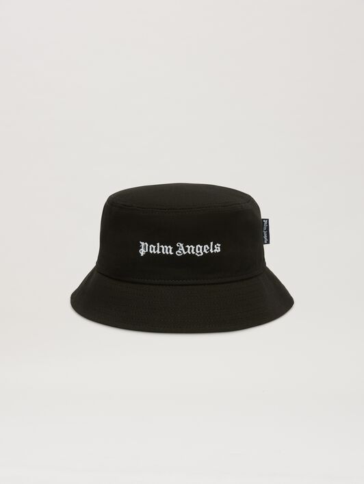 PALM ANGELS  Embroidered Logo Bucket hat BLACK OFF WHITE PBLA001C99FAB001