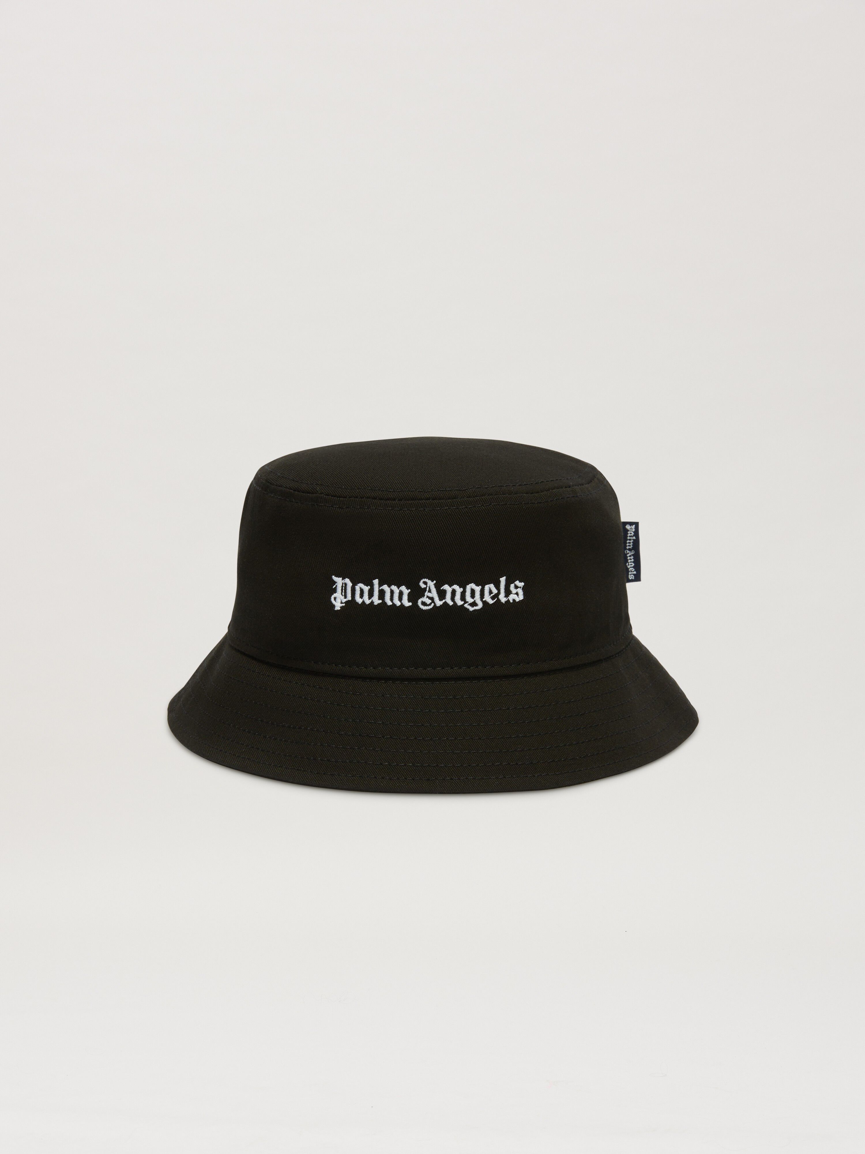 PALM ANGELS  Embroidered Logo Bucket hat BLACK OFF WHITE PBLA001C99FAB001