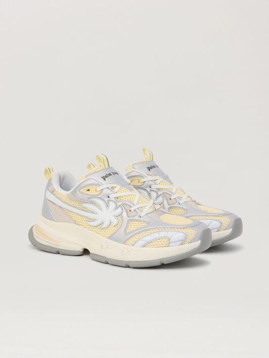 PALM ANGELS Palm Runner Sneakers SILVER BEIGE PMIA10TS26LEA001