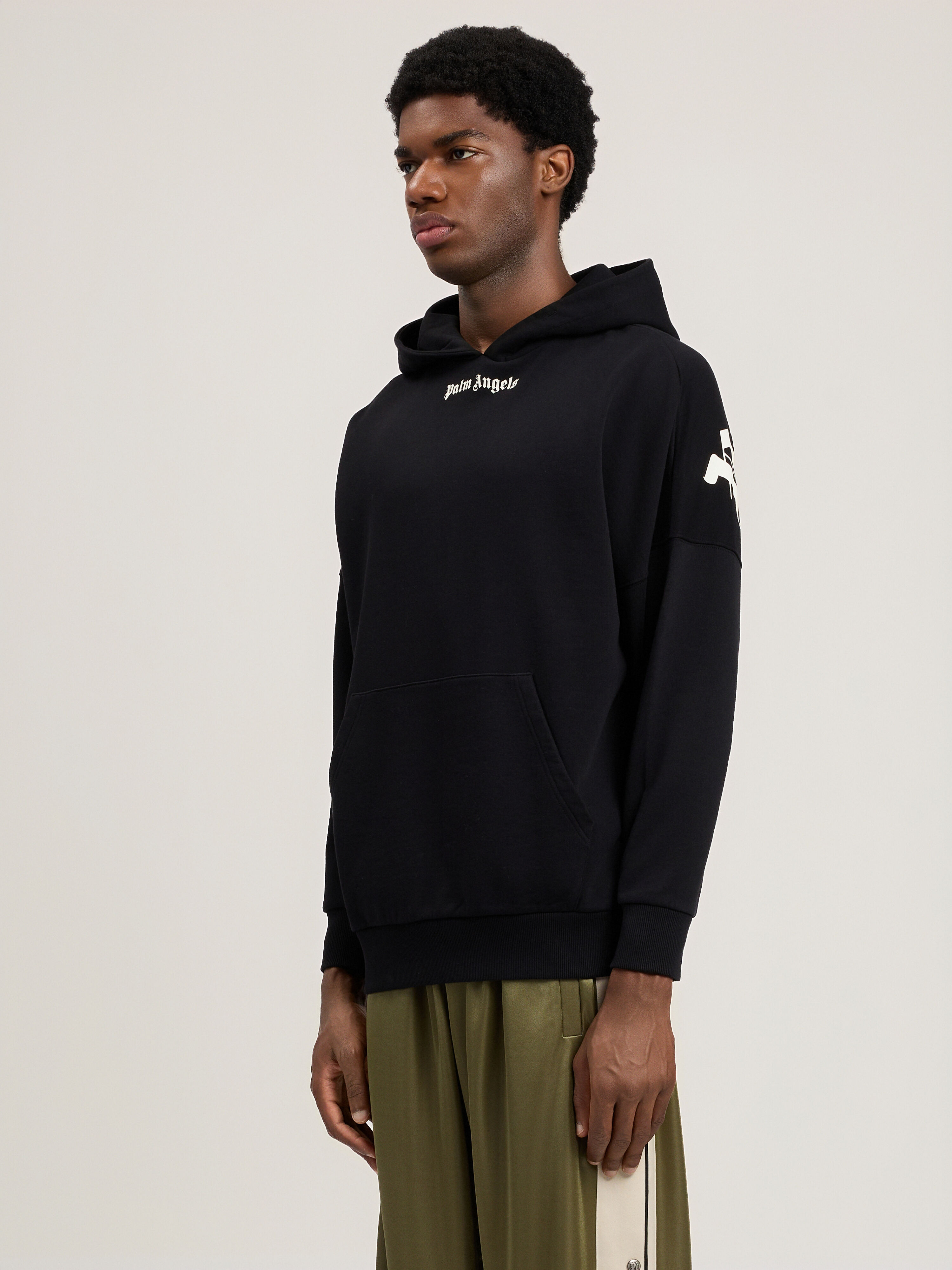 Classic Logo Over Hoodie in BLACK OFF WHITE for Men | Palm Angels®