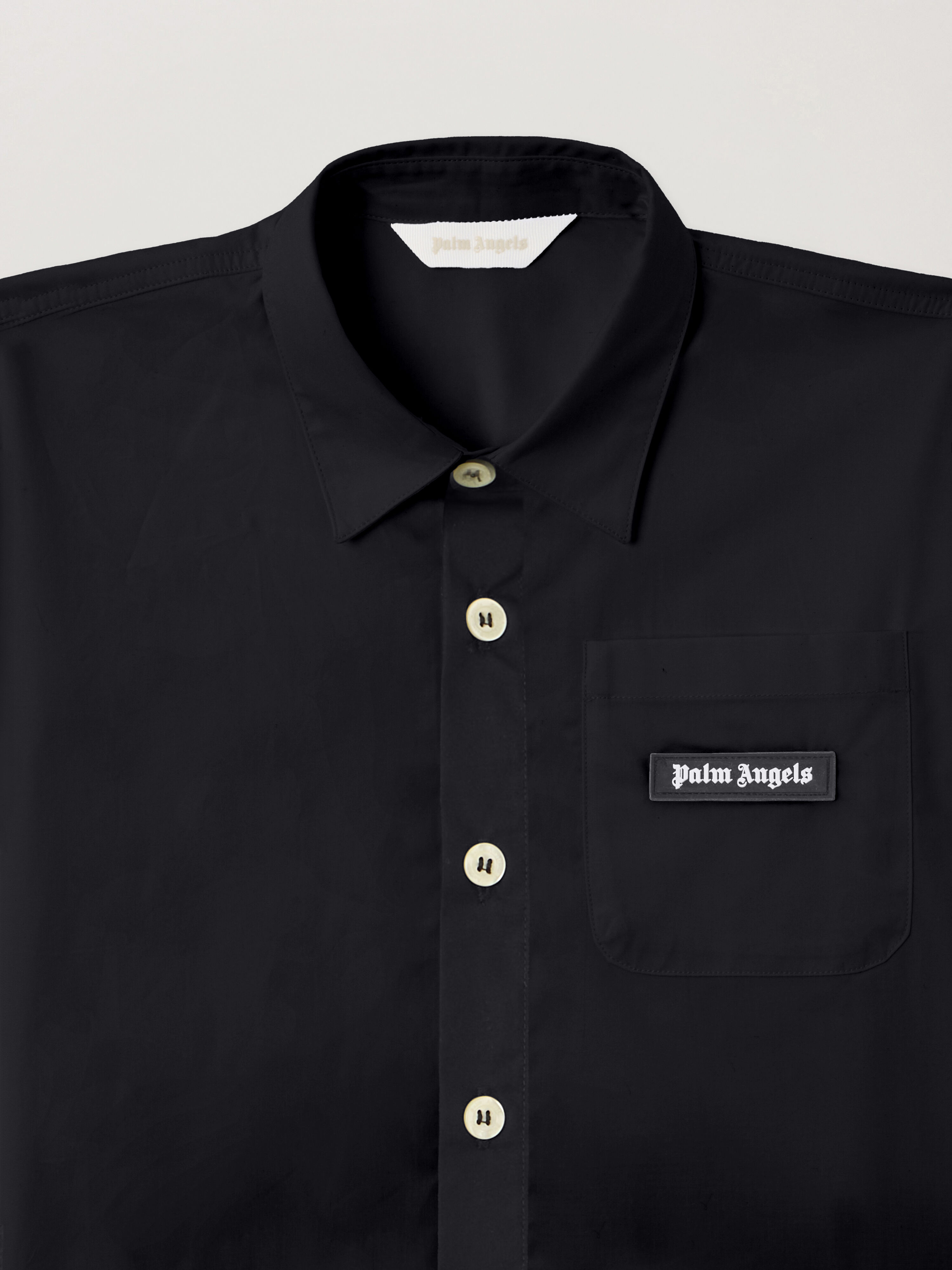 PALM ANGELS Curved Logo Over Shirt NERO/BLACK PBGG003S26FAB001