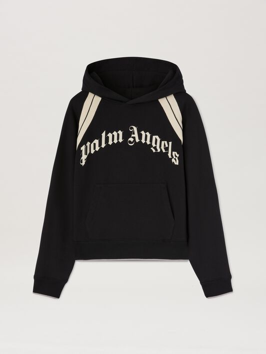 PALM ANGELS  Hoodie mit geschwungenem Logo BLACK - IVORY PMBB171S25FLE001