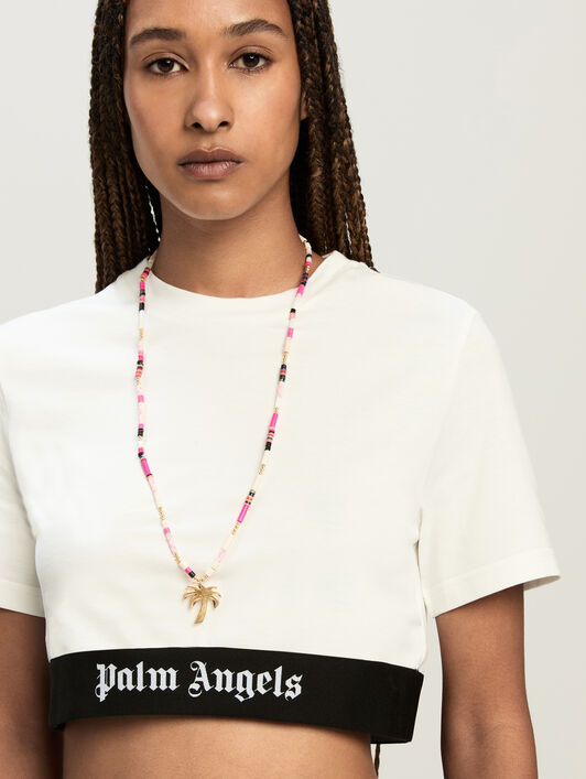 Classic Logo Tape Crop Tee Off White Bla PALM ANGELS Classic Logo Tape Crop Tee Off White Bla OFF WHITE BLACK PWAA067C99JER001