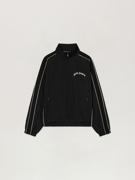 PALM ANGELS Curved Logo Windbreaker BLACK - OFF WHITE PAMEB01F26FB01