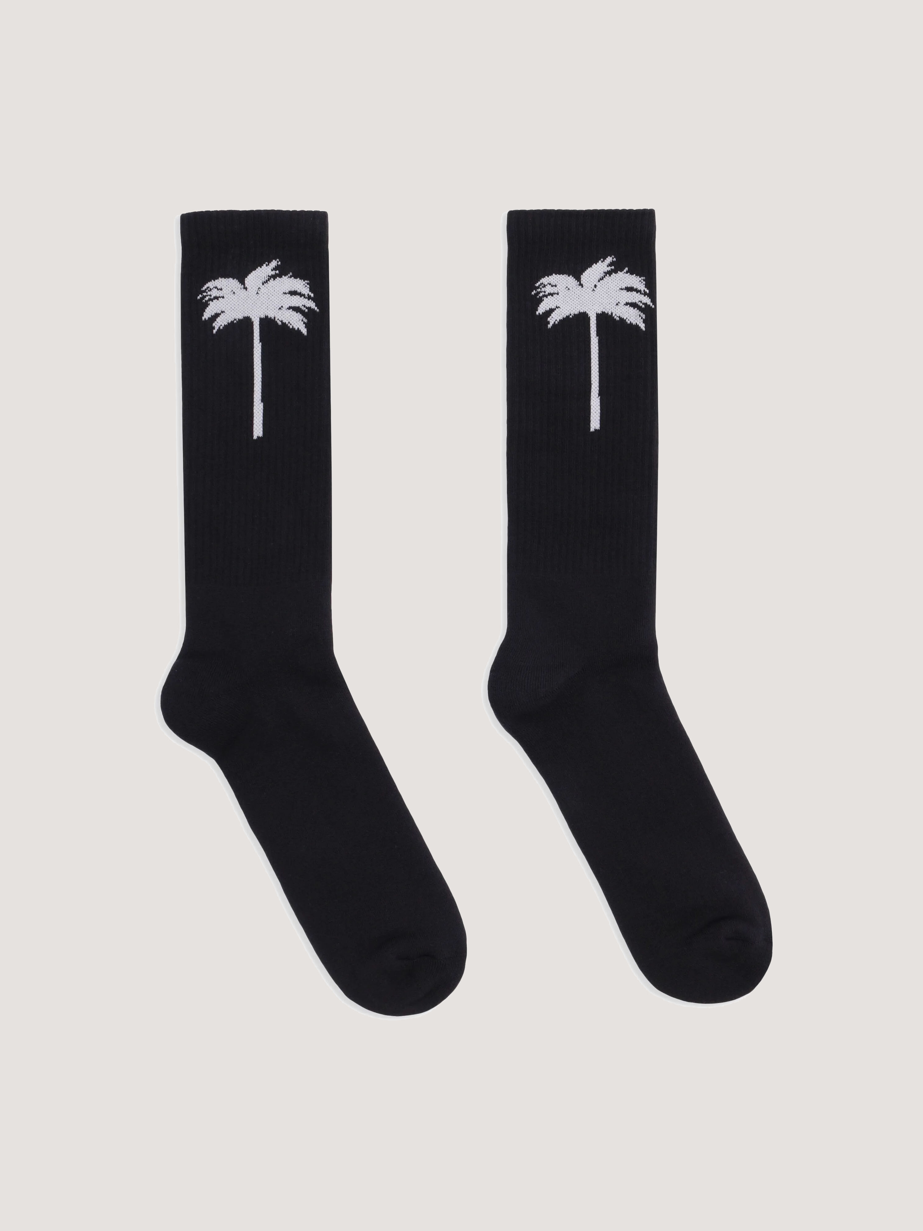 PALM ANGELS Palm Tree Logo Socks BLACK WHITE PMRA001C99FAB003