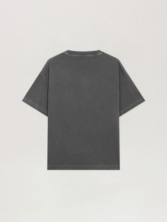 Neck Logo Regular T-Shirt PALM ANGELS Neck Logo Regular T-Shirt DARK GREY - OFF WHITE PMAA109F25JER009