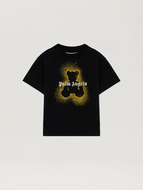 PALM ANGELS Pa Spray Bear Reg.Tee S/S BLACK - OCHER YELLOW PBAA003F25JER005