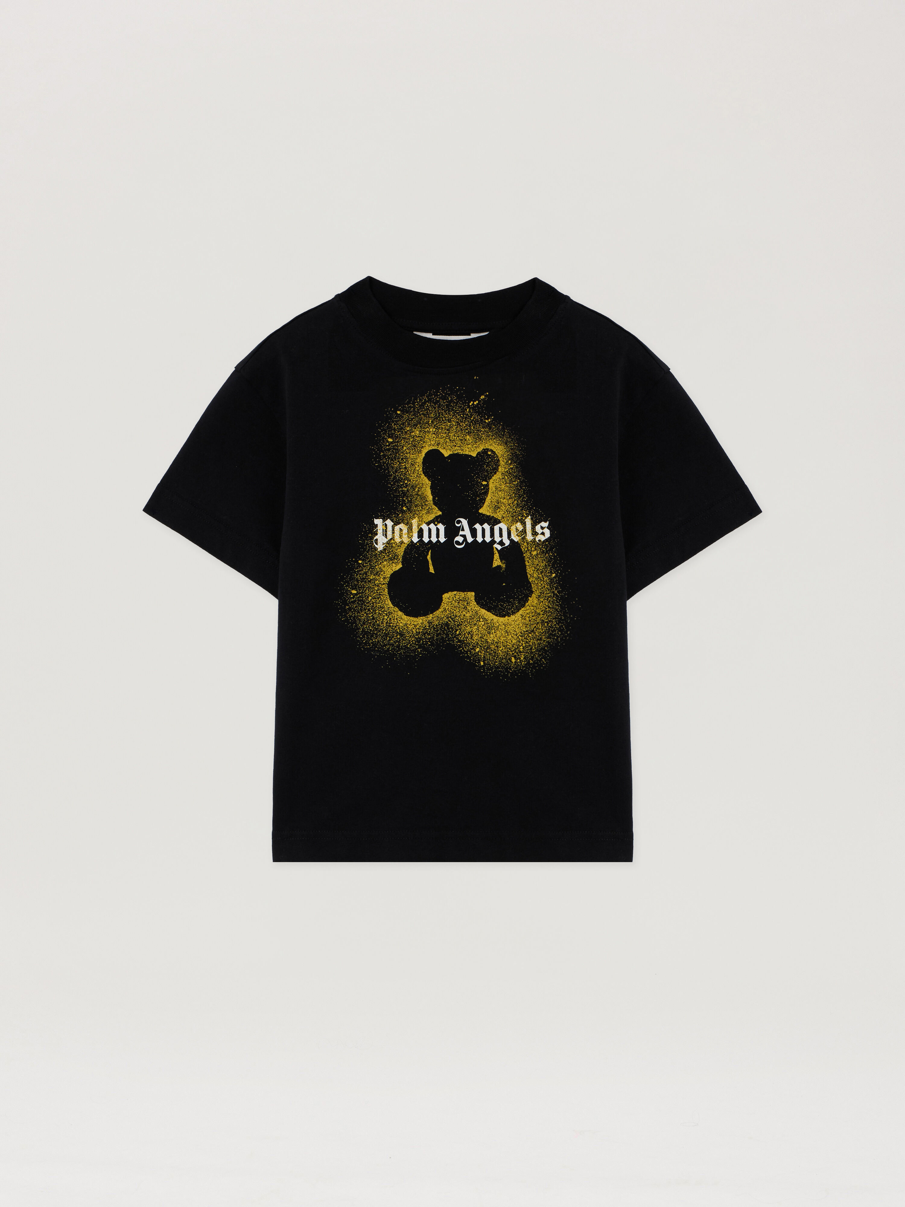 PALM ANGELS Pa Spray Bear Reg.Tee S/S BLACK - OCHER YELLOW PBAA003F25JER005