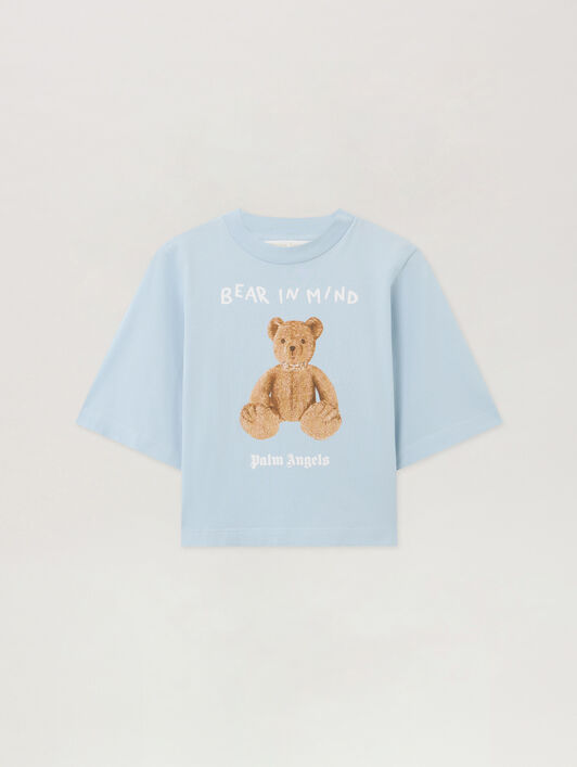 Bear In Mind Cropped Tee PALM ANGELS Bear In Mind Cropped Tee BABY BLUE - BROWN PWAA079F25JER002