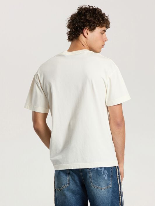 PALM ANGELS Stamp Logo Regular T-Shirt OFF WHITE - BLACK PAMAA01F26JR05
