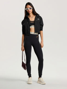 PALM ANGELS Logo Mesh Panel Active Leggings BLACK - CREAM PAWVK03F26FB01