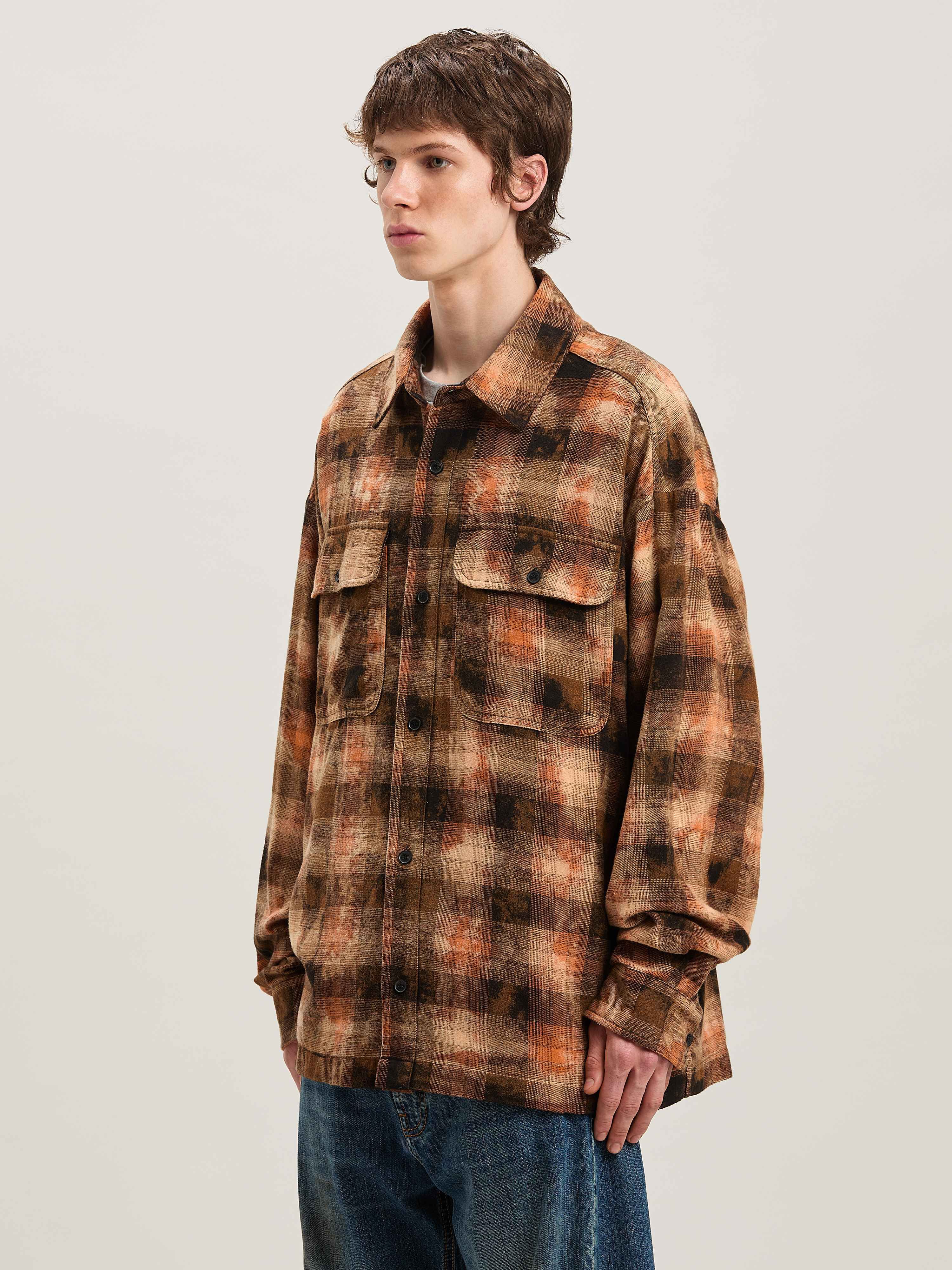 PALM ANGELS  Bear in Mind Check shirt ORANGE - BROWN PMGE043S25FAB001