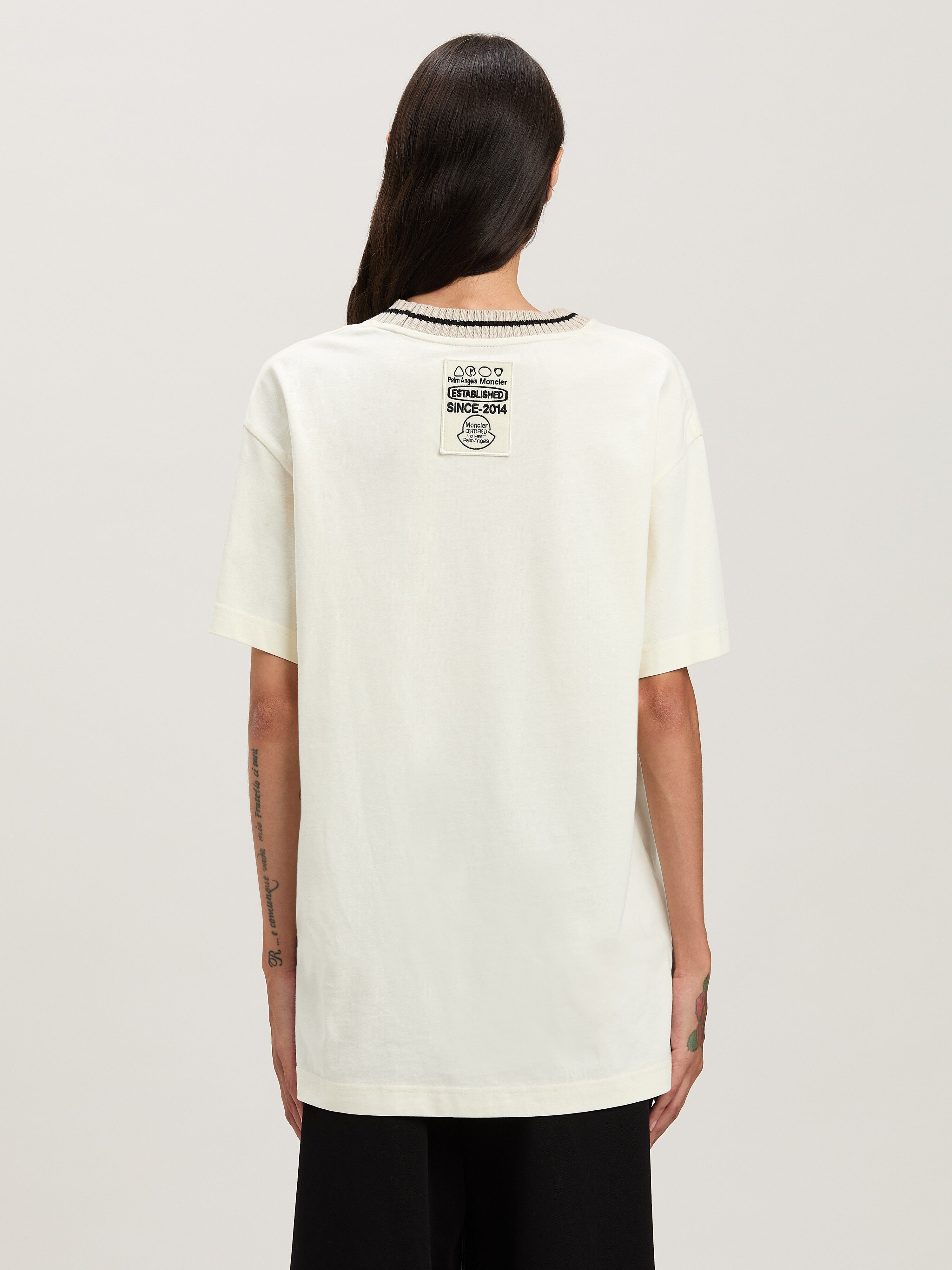 PALM ANGELS  T-Shirt mit Patch Moncler x Palm Angels WHITE - BLACK PMAA106T25JER001