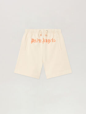 PALM ANGELS Logo Brushed Sweatshort OFF WHITE PBCI006S26FLE003