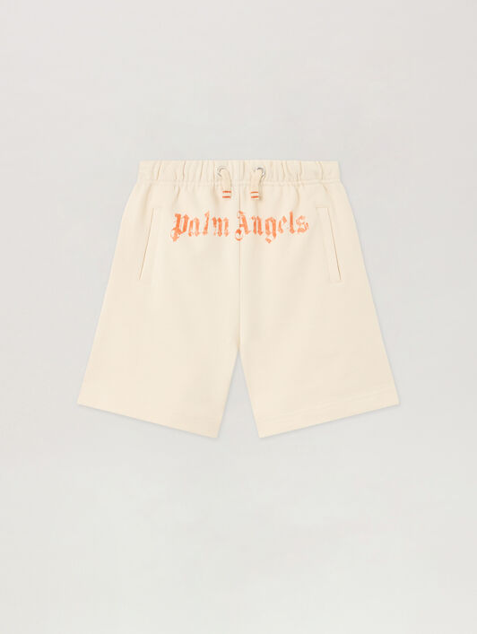 PALM ANGELS Logo Brushed Sweatshort OFF WHITE PBCI006S26FLE003