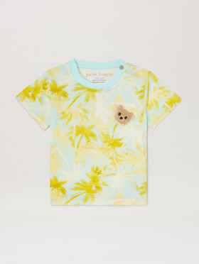 PALM ANGELS  All over palm print T-shirt LIGHT BLUE OFFWHITE PB2X017S25JER001