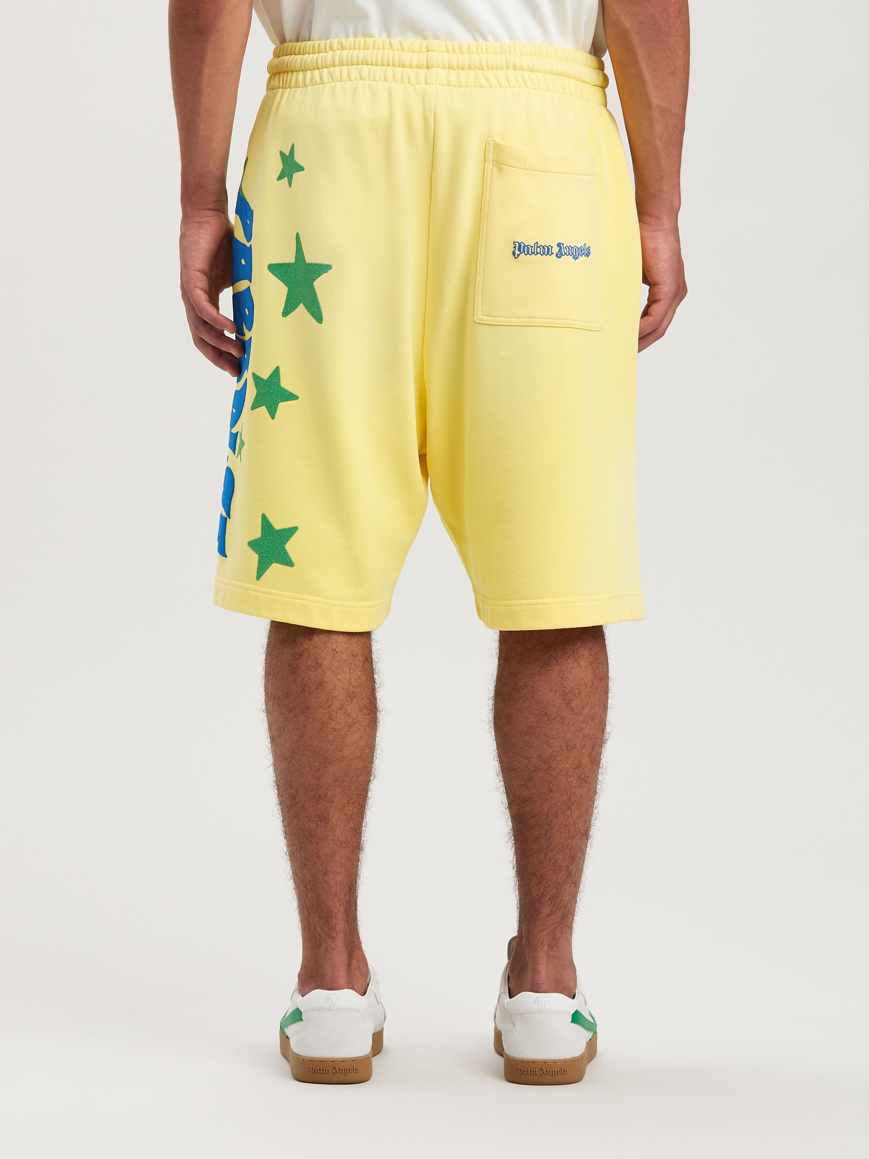 PALM ANGELS  Paradise Sweat shorts YELLOW - BLUE PMCI027S25FLE001