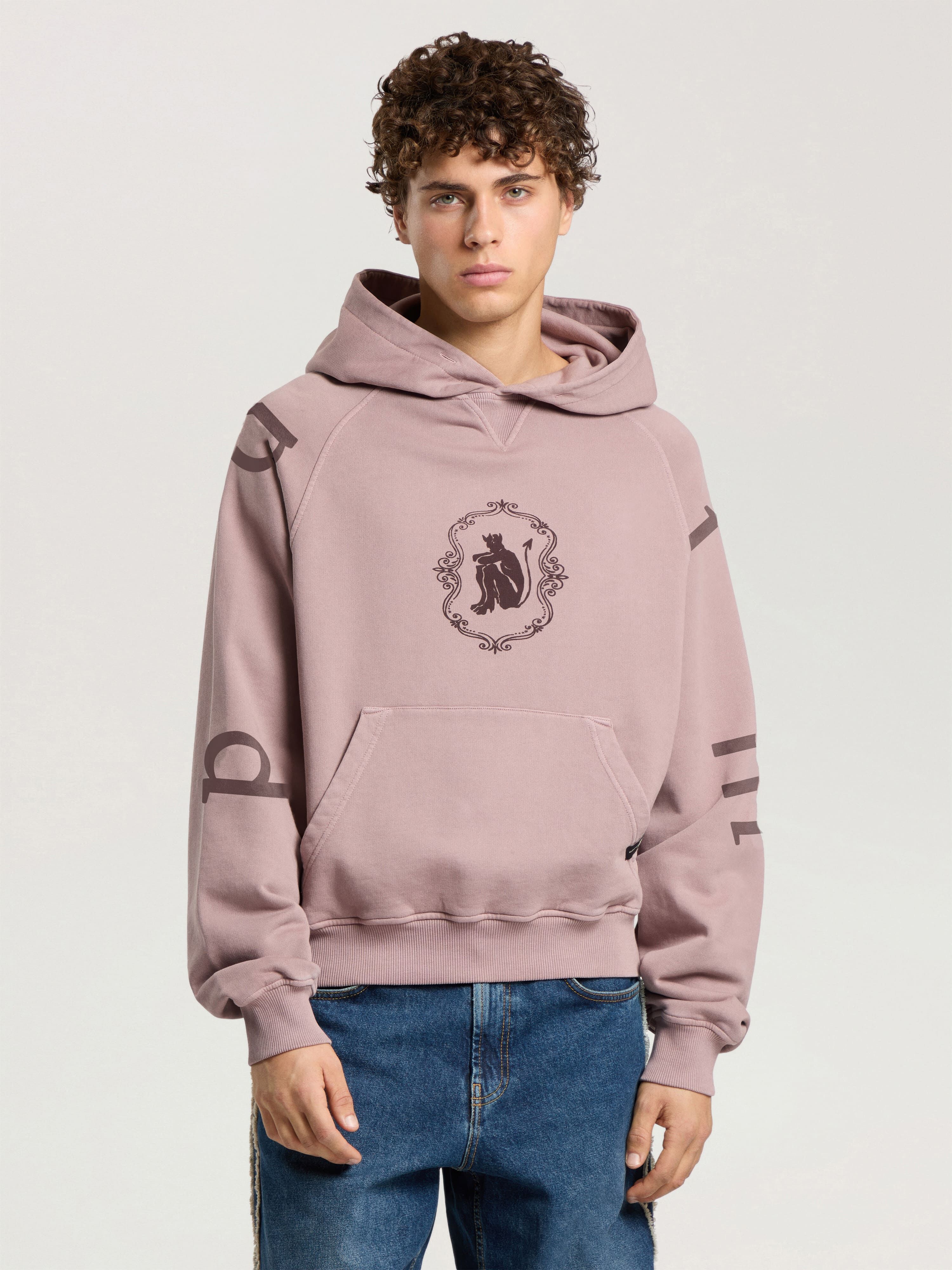 Devil Herald Loose Hoodie PALM ANGELS Devil Herald Loose Hoodie MAUVE - BROWN PAMBB06F26FL02